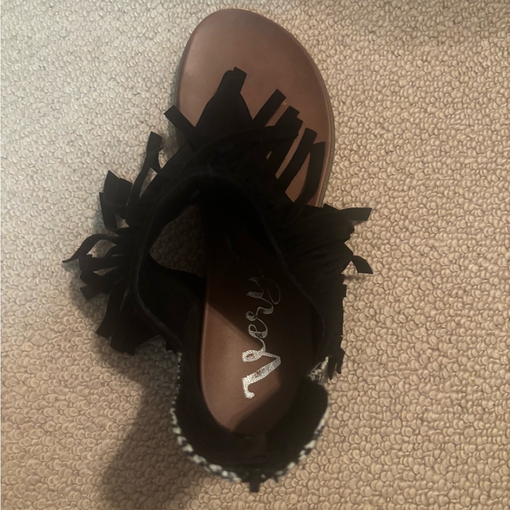 Women's Black Fringe Sandals